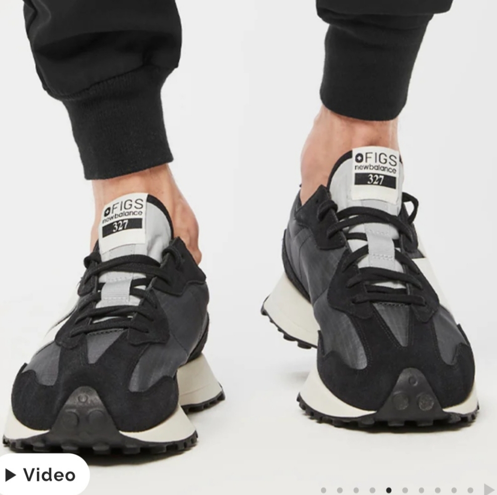 Figs New Balance 327 Black & Gray Sneakers Size 7 Ladies or Mens 5.5
